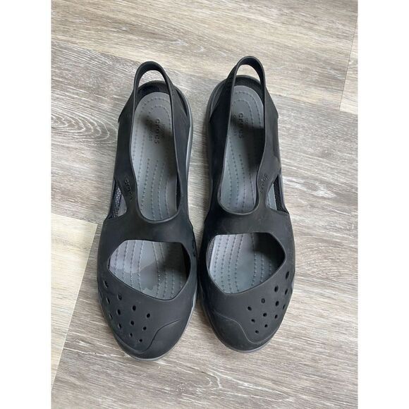 CROCS BLACK SWIFTWATER SLING BACK SANDALS, WOMENS SIZE 8 - Picture 1 of 10